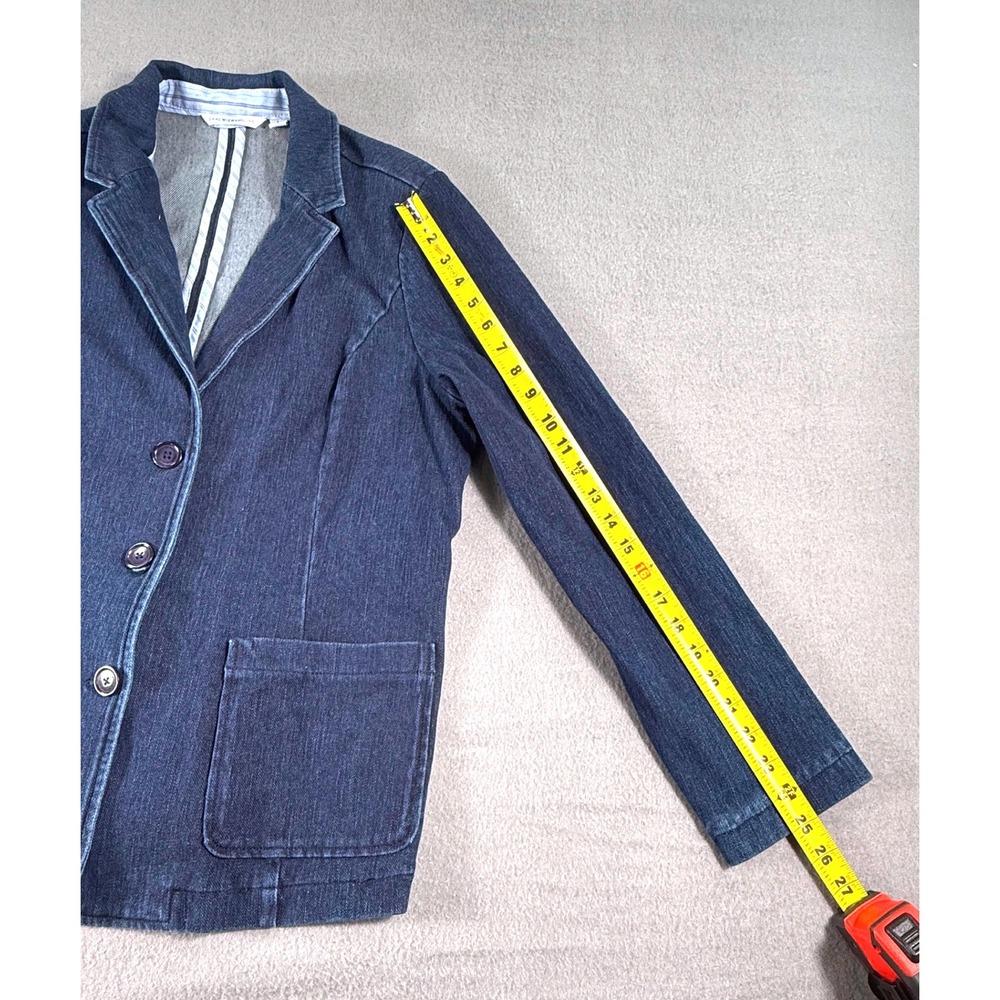 Isaac Mizrahi Live Stretch Denim Blazer Jacket Women's L Blue QVC Minimalist - Picture 8 of 10